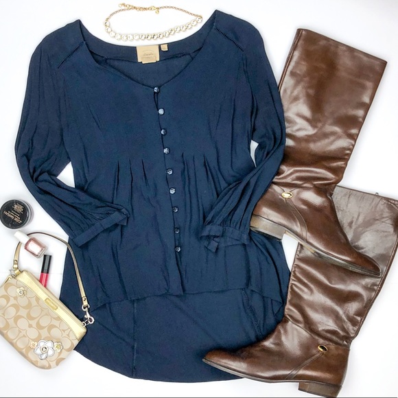 Anthropologie Tops - Vanessa Virginia Velvety Soft Light Button Blouse